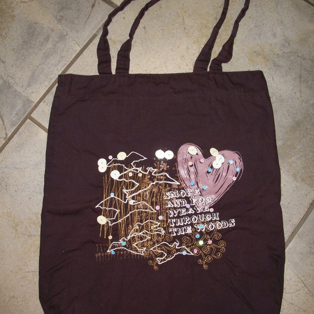 Old Navy Brown Cotton Reusable Tote Bag Handbag